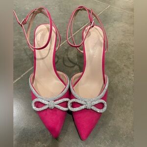 Kelly & Katie Fuchsia Heels with Silver Bow